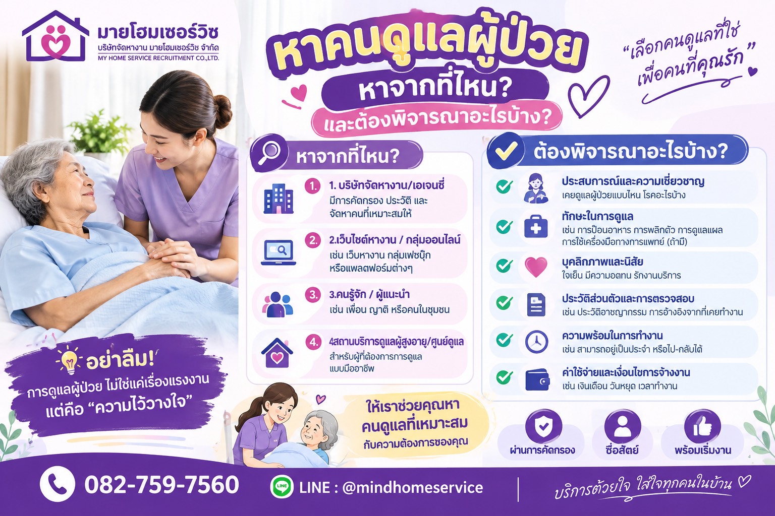| หาคนดูแลผู้ป่วย หาจากที่ไหน ต้องพิจารณาอะไรบ้าง?